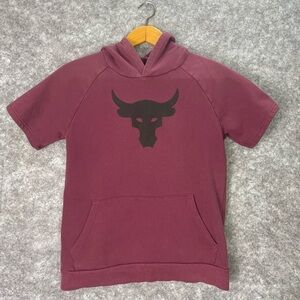 Under Armour Boys UA Project Rock Rival Short Sleeve Hoodie Size YXL XL Purple